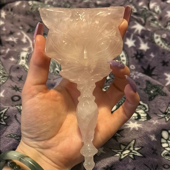 Rose Quartz Cat Handheld Mirror